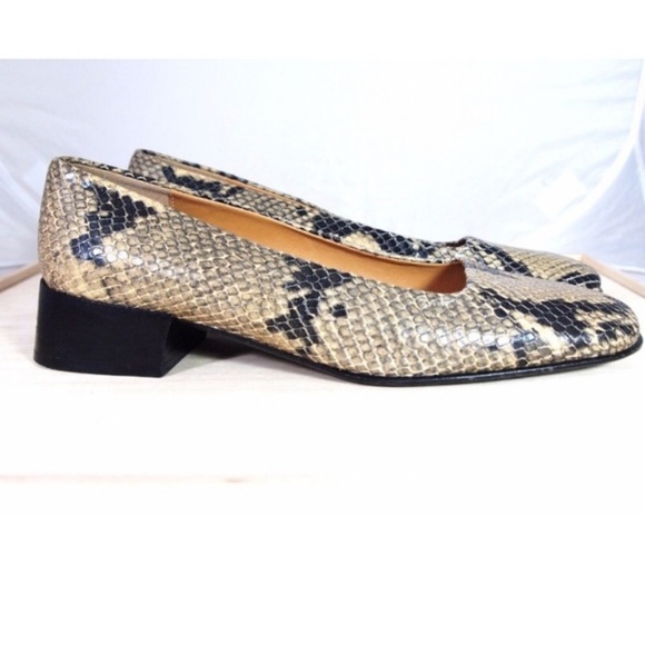 LAUREN RALPH LAUREN Snakeskin Squared Toed Slip Ons - Picture 3 of 7